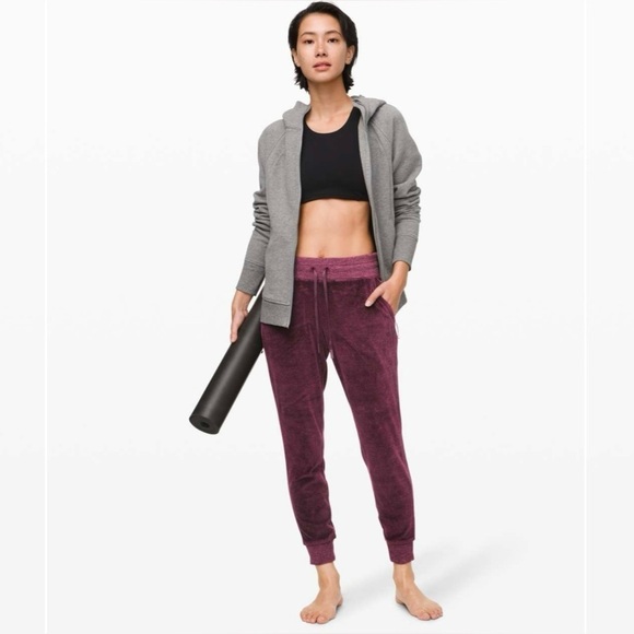 Lululemon Athletica Warm Down Jogger Velour Heathered Arctic Plum Size 4 - Picture 2 of 15